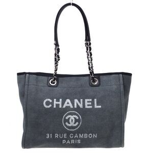 Chanel Deauville Canvas Gray Canvas Tote Bag Bag